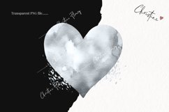 Watercolor Silver Heart PNG | Valentine&#039;s Day Clipart Product Image 2