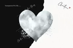 Watercolor Silver Heart PNG | Valentine's Day Clipart Product Image 2