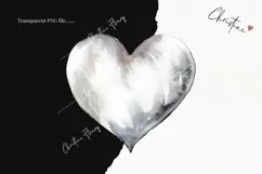 Watercolor Silver Heart PNG | Valentine's Day Clipart Product Image 2