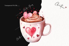 Watercolor Valentines Coffee PNG | Valentine&#039;s Day Clipart Product Image 2