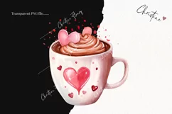 Watercolor Valentines Coffee PNG | Valentine's Day Clipart Product Image 2