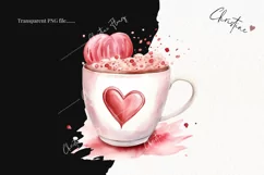 Watercolor Valentines Coffee PNG | Valentine's Day Clipart Product Image 2