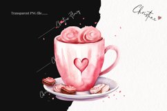 Watercolor Valentines Coffee PNG | Valentine&#039;s Day Clipart Product Image 2