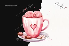 Watercolor Valentines Coffee PNG | Valentine's Day Clipart Product Image 2