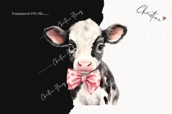 Watercolor Valentine Cows Clipart | Valentines PNG Product Image 2
