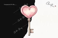 Watercolor Valentines Key PNG | Valentine's Day Clipart Product Image 2