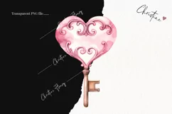 Watercolor Valentines Key PNG | Valentine's Day Clipart Product Image 2