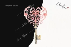 Watercolor Valentines Key PNG | Valentine's Day Clipart Product Image 2