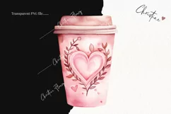 Watercolor Heart Coffee PNG | Valentine's Day Clipart Product Image 2