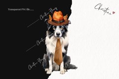 Watercolor Border Collie | Fall Dog PNG Product Image 2