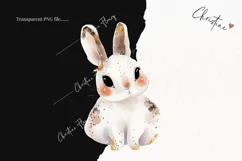 Watercolor Dreamy Bunny Clipart | Nursery PNG Product Image 2