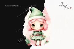Pastel Watercolor Christmas Elves Clipart | Christmas PNG Product Image 2