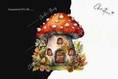 Watercolor Mushroom Houses Clipart | Forest Clipart Product Image 2