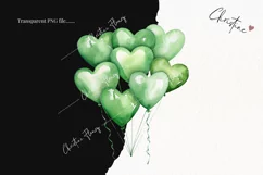 Green Heart Balloons Clipart | Birthday PNG Product Image 2