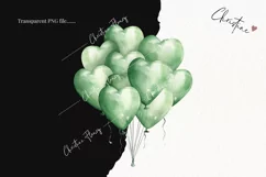 Green Heart Balloons Clipart | Birthday PNG Product Image 2