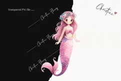 Watercolor Mermaid Clipart | Nursery PNG Product Image 2