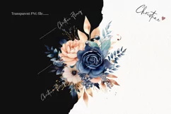 Midnight Blue & Rose Gold Flowers PNG | Spring PNG Product Image 2