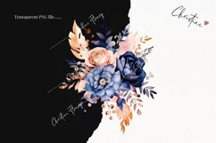 Midnight Blue & Rose Gold Flowers PNG | Spring PNG Product Image 2