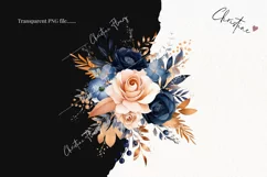Midnight Blue & Rose Gold Flowers PNG | Spring PNG Product Image 2