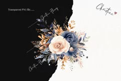 Midnight Blue & Rose Gold Flowers PNG | Spring PNG Product Image 2