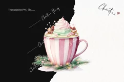 Pastel Watercolor Hot Cocoa Clipart | Christmas PNG Product Image 2