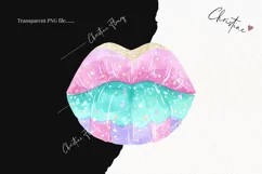 Watercolor Pastel Mermaid Lips Clipart | Mermaid PNG Product Image 2