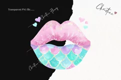 Watercolor Pastel Mermaid Lips Clipart | Mermaid PNG Product Image 2
