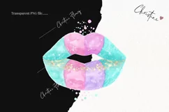 Watercolor Pastel Mermaid Lips Clipart | Mermaid PNG Product Image 2