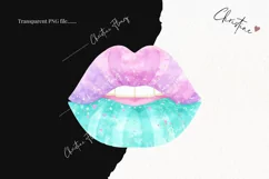 Watercolor Pastel Mermaid Lips Clipart | Mermaid PNG Product Image 2