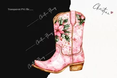 Pink Christmas Cowgirl Boot | Christmas PNG Product Image 2