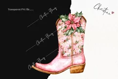 Pink Christmas Cowgirl Boot | Christmas PNG Product Image 2