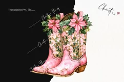 Pink Christmas Cowgirl Boots | Christmas PNG Product Image 2