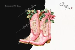 Pink Christmas Cowgirl Boots | Christmas PNG Product Image 2