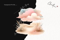 Watercolor Pink Landscape Background PNG | Summer PNG Product Image 2