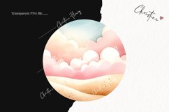 Watercolor Pink Landscape Background PNG | Summer PNG Product Image 2