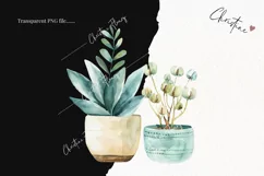 Watercolor Blue Plants Clipart | Coastal PNG Product Image 2