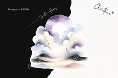 Watercolor Purple Scene PNG | Summer PNG Product Image 2
