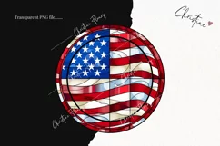 Round Stained Glass American Flag | Patriotic PNG Product Image 2