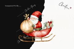 Watercolor Santa in Sleigh | Christmas PNG Product Image 2