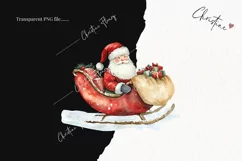 Watercolor Santa in Sleigh | Christmas PNG Product Image 2