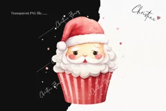 Cute Christmas Santa Cupcake Clipart | Christmas PNG Product Image 2