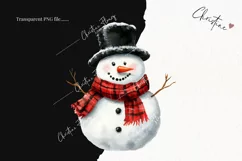 Watercolor Snowman with Top Hat | Christmas PNG Product Image 2