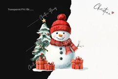 Watercolor Snowman with Gifts | Christmas PNG Product Image 2
