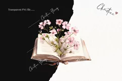 Watercolor Flower Books PNG | Reading PNG Product Image 2