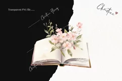 Watercolor Flower Books PNG | Reading PNG Product Image 2