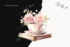Watercolor Teacup Books PNG | Reading PNG Product Image 2