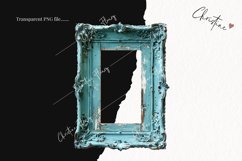 Teal Shabby Chic Frame Overlay | Cottage PNG Product Image 2