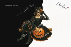 Vintage Halloween Pin Up Girl | Halloween PNG Product Image 2