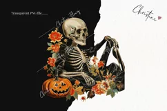 Vintage Halloween Skeleton Clipart | Halloween PNG Product Image 2
