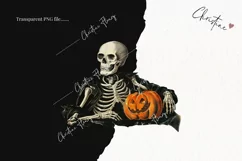 Vintage Halloween Skeleton Clipart | Halloween PNG Product Image 2